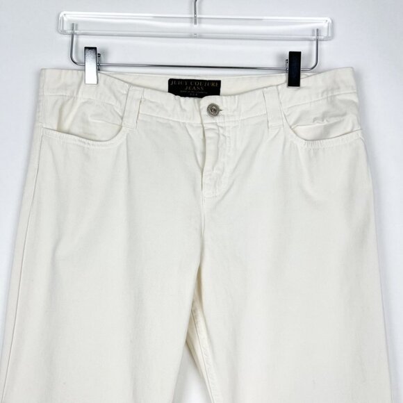 Juicy Couture Jeans Women's Size 31 Off White Flared Leg Boot Cut Rigid Denim - Picture 2 of 14